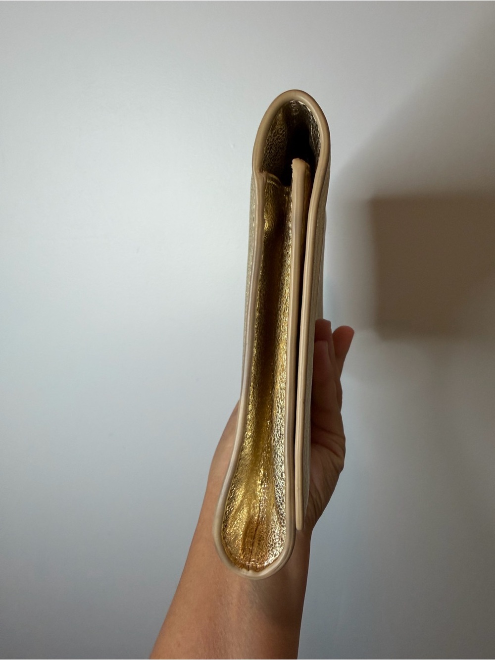 Saint Laurent Metallic Gold Leather YSL Foldover Clutch - Picture 3 of 6
